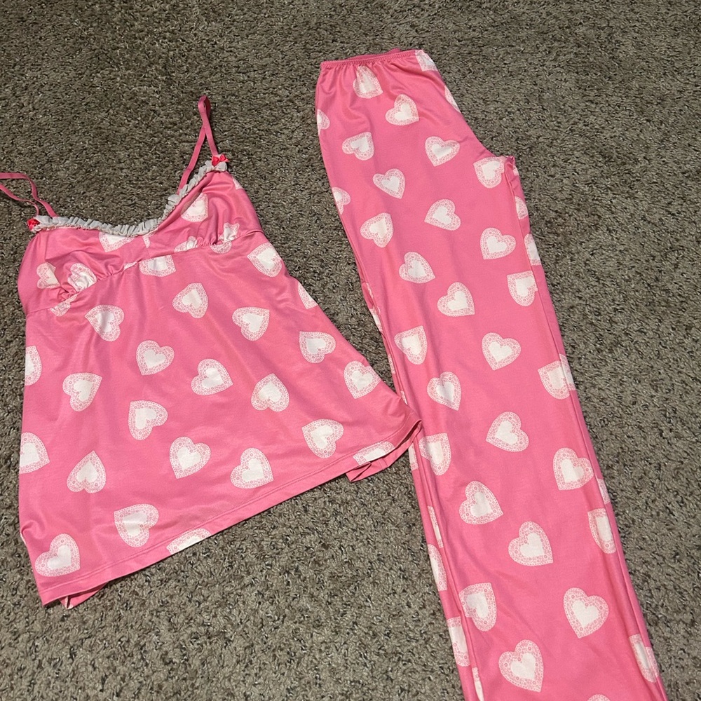 Pink Heart Print Women's Sleepwear Set